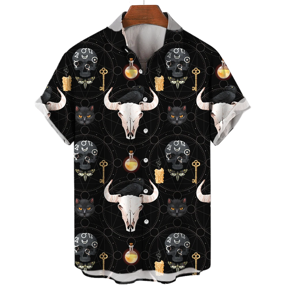 2024 Men's Shirts 3d Halloween Print Trendy Cool Fashion Hawaiian Men