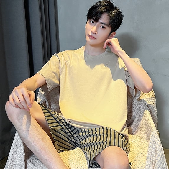 2024 Men‘s Summer Casual Sleepwear Sets Homewear Suits 2pcs Modal T-shirt and Shorts Oversized Pajamas Male L-5XL Pjs pyjama