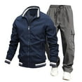 2024 Men's Sweat Suit Two Piece Outfit Casual Contrast Sports Jogging