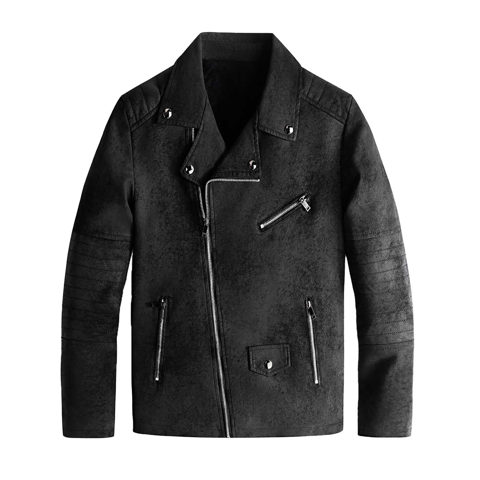 2024 Men's Washed Leather Jacket Retro Slant Zipper Winter