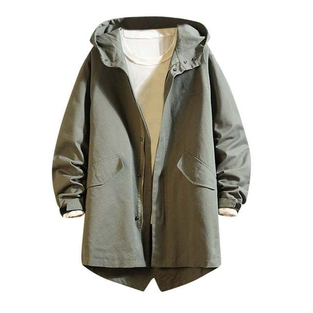 2024 Mens Fashion Business Leisure Large Hooded Solid 5xl Winter Coat