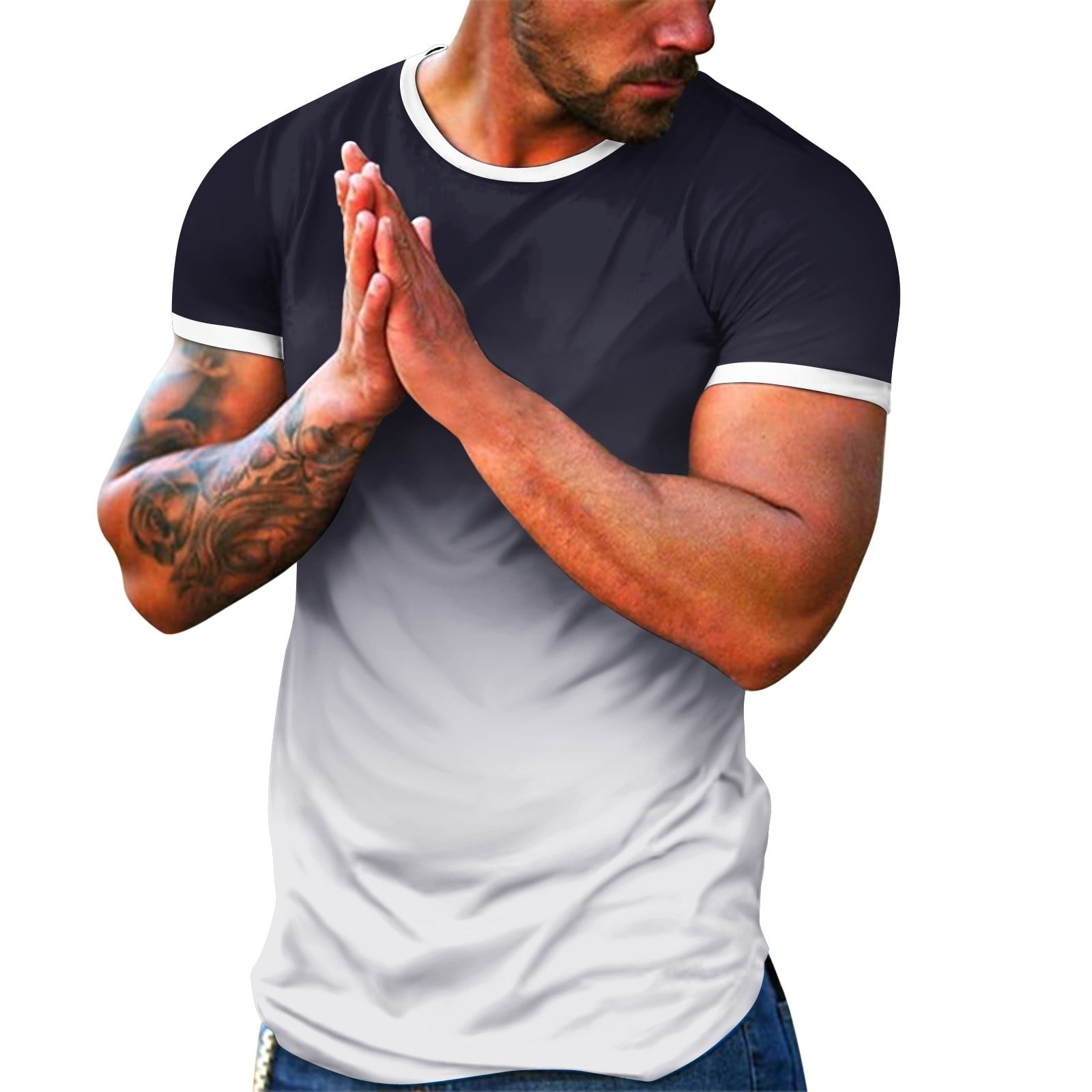 2024 Mens Spring Summer Mens Novelty T Shirts Casual Sports Colorblock