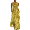 thumbnail image 1 of 2024 Metallic Gold Retro Dress Summer Boho Mandalas Street Fashion Bohemia Long Dresses Female Print Elegant Maxi Dress Big Size 4XL, 1 of 1