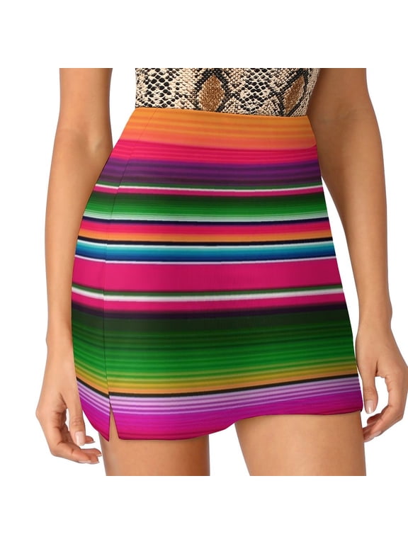 2024 Mexican Blanket Striped Fiesta Serape Women's skirt With Pocket Vintage Skirt Printing A Line Skirts Summer Clothes Fiesta
