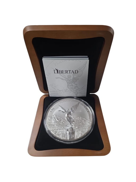 2024 Mexico 1 Kilo Reverse Proof Libertad BU Silver Coin-In Deformed Capsule