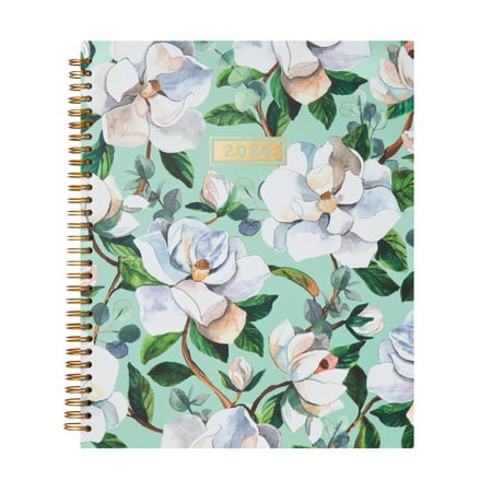 2024 Mintgreen Large Hardcover Monthly-Weekly Planner Magnolias
