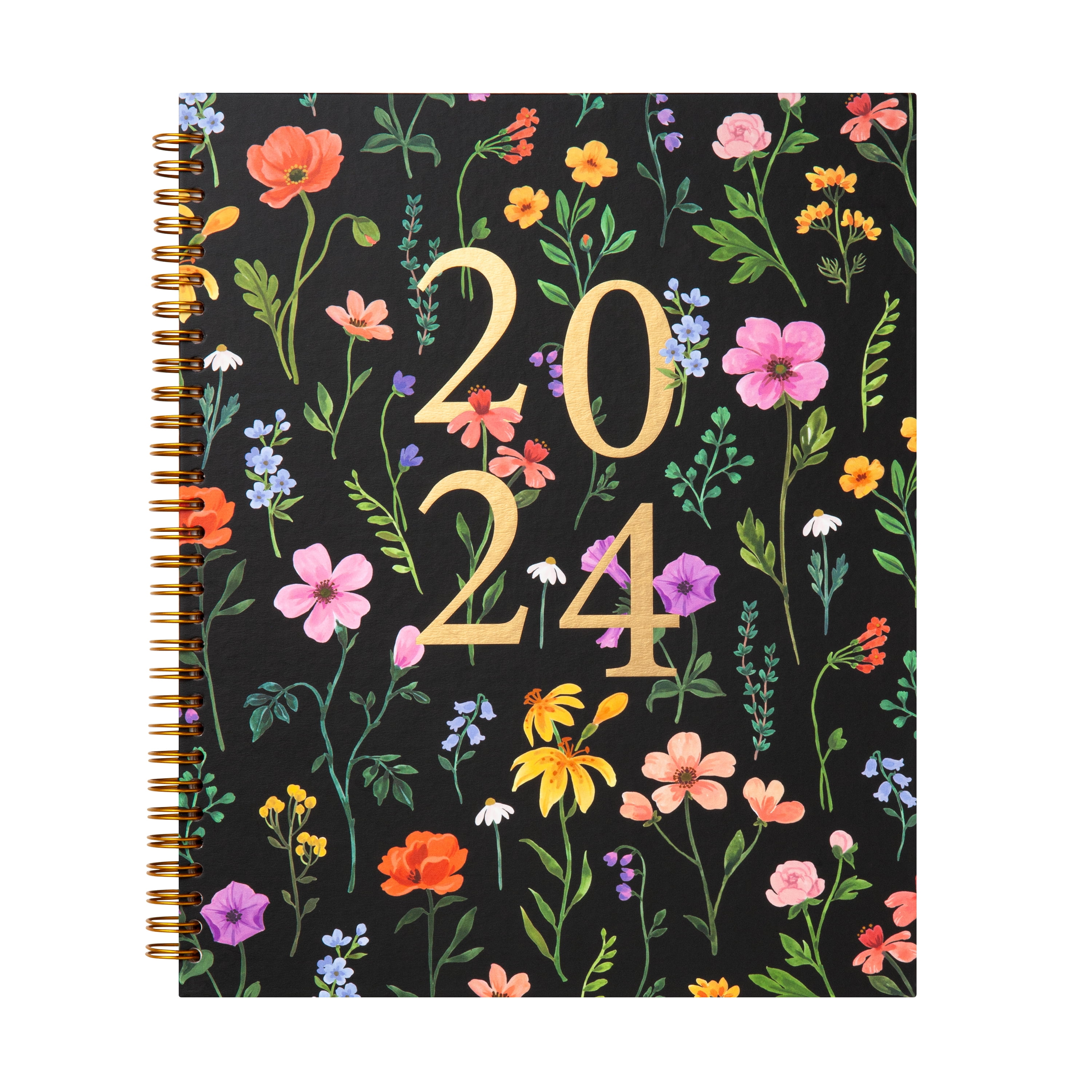 2024 Mintgreen Large Hardcover Planner Black Floral - Walmart.com