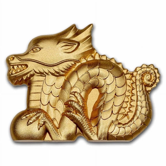 2024 Mongolia 1 oz Silver Gilded Lunar Great Dragon Shaped Coin
