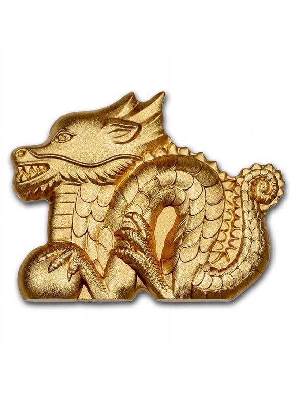 2024 Mongolia 1 oz Silver Gilded Lunar Great Dragon Shaped Coin