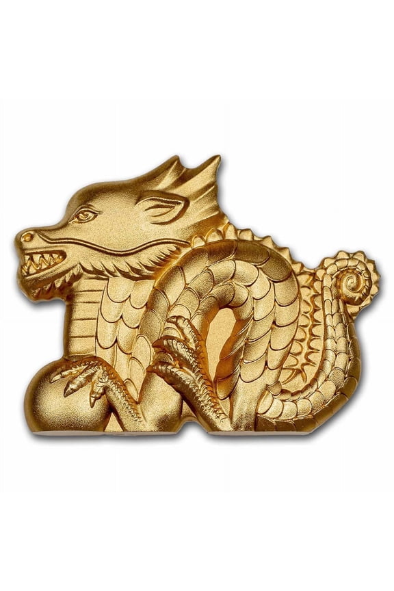 2024 Mongolia 1 oz Silver Gilded Lunar Great Dragon Shaped Coin