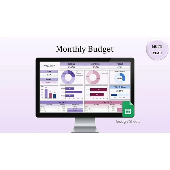 2024 Monthly Budget Spreadsheet Budget Template Financial Planner