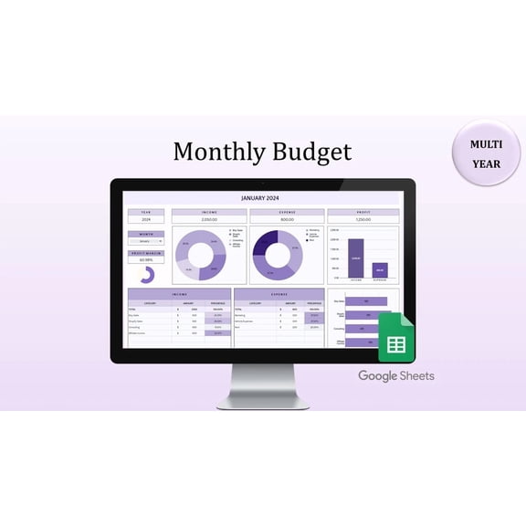 2024 Monthly Budget Spreadsheet Budget Template Financial Planner