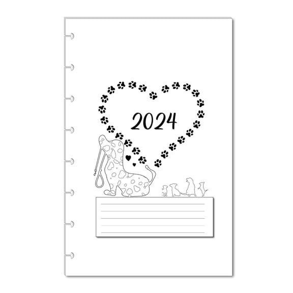 2024 Monthly Calendar Refills for 8-Disc Half Letter Planners Fits TUL Junior, Staples ARC Notebook Junior, Levenger Circa, NOTIQ Half-Letter 8-Disc (M4 and M5), Marta Stewart (Dog)