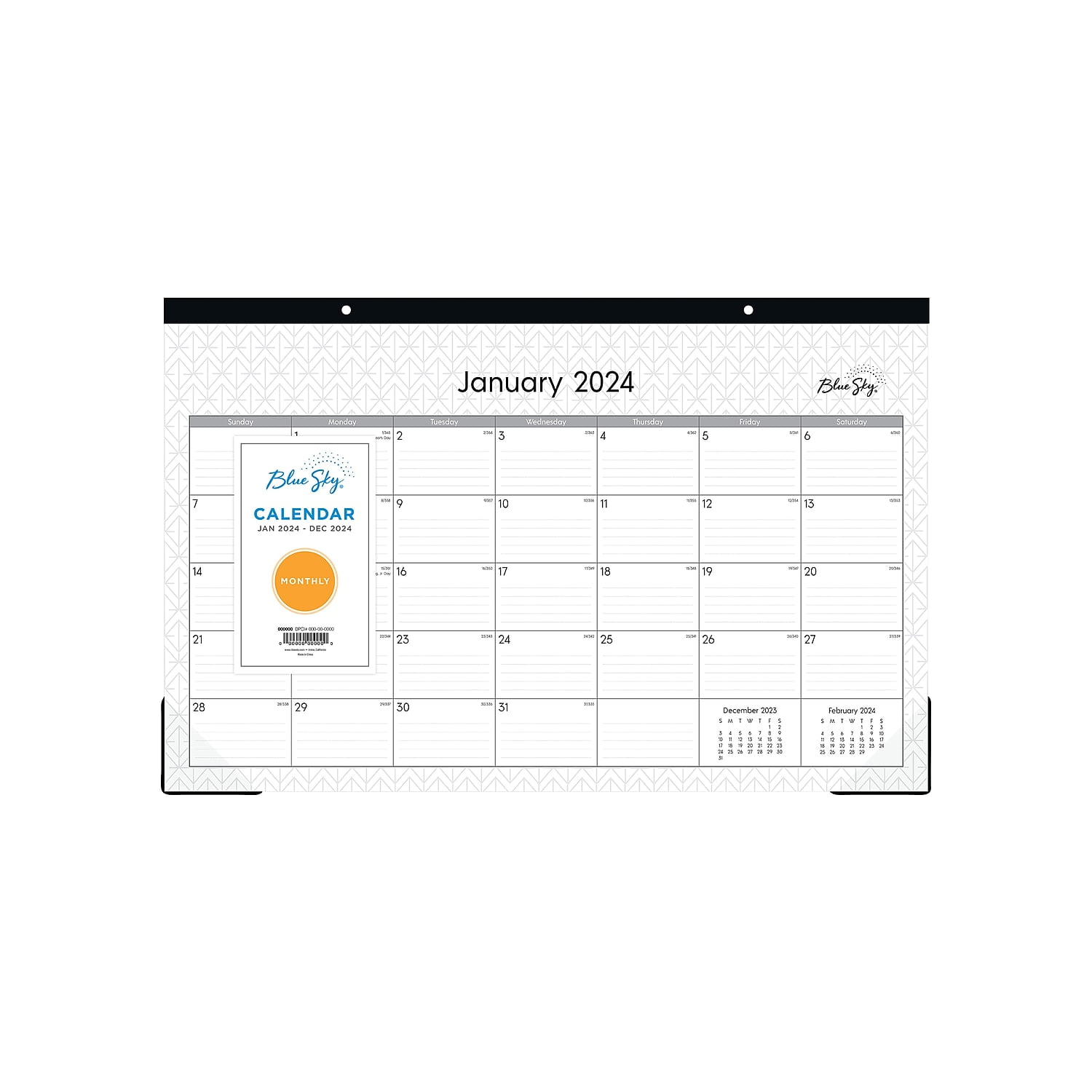 2024 Monthly Desk Pad Calendar, 17x11, Blue Sky, Enterprise