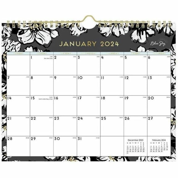 2024 Monthly Wall Calendar, 11x8.75, Blue Sky, Baccara Dark