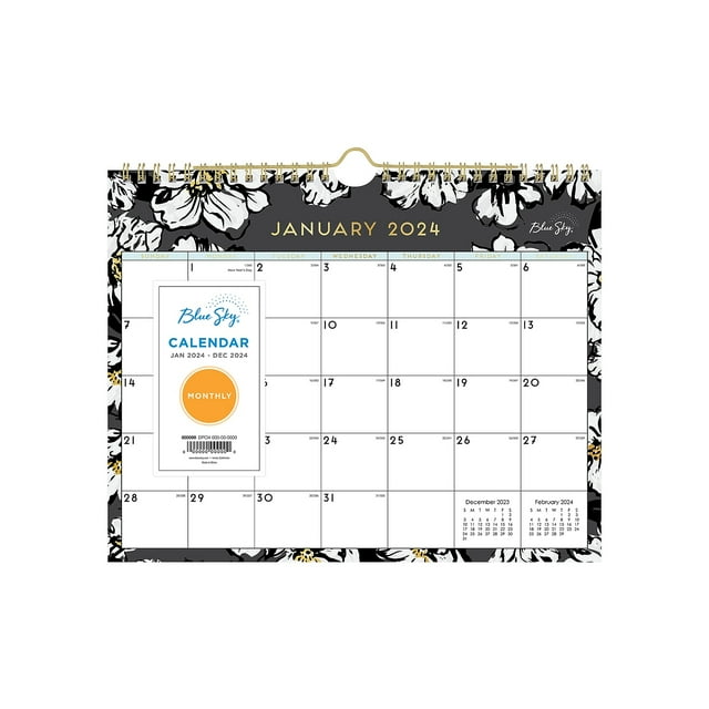 2024 Monthly Wall Calendar, 11x8.75, Blue Sky, Baccara Dark