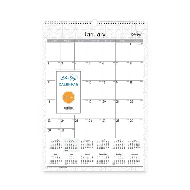 2024 Monthly Wall Calendar, 12x17, Blue Sky, Enterprise