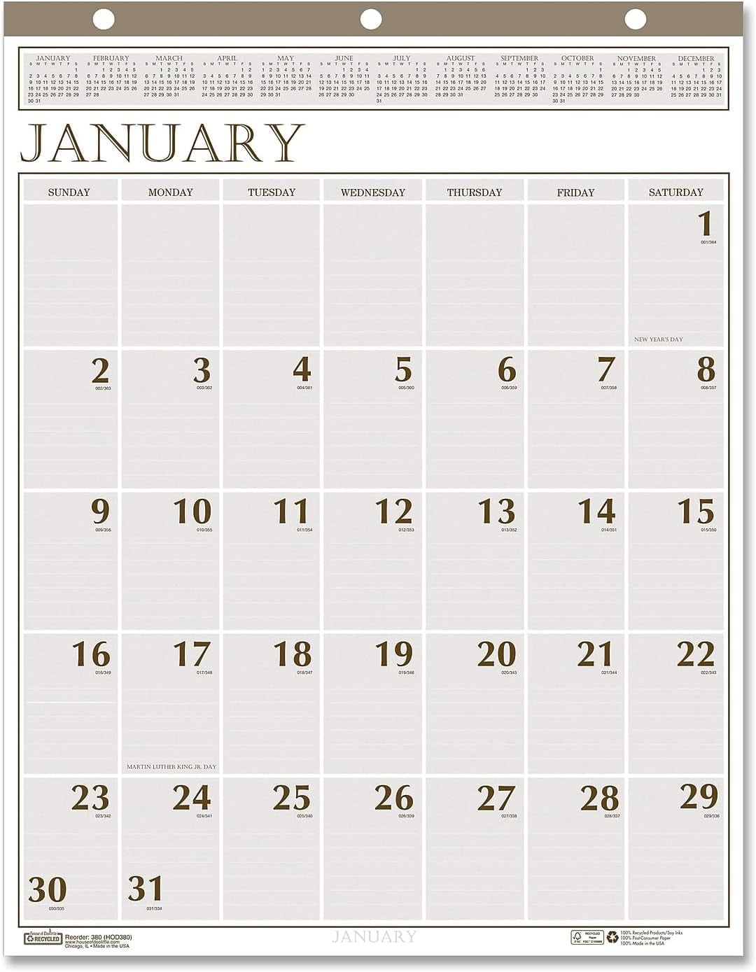 2024 Monthly Wall Calendar, Classic, 20 x 26 Inches, January December