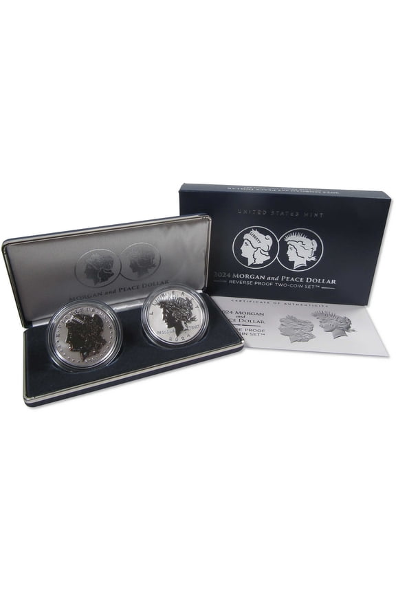 2024 Morgan and Peace Dollar Reverse Proof Two-Coin Set OGP SKU:OPC203