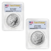 2024 Morgan and Peace Silver Dollar 2-Coin Set PCGS MS 69 FS