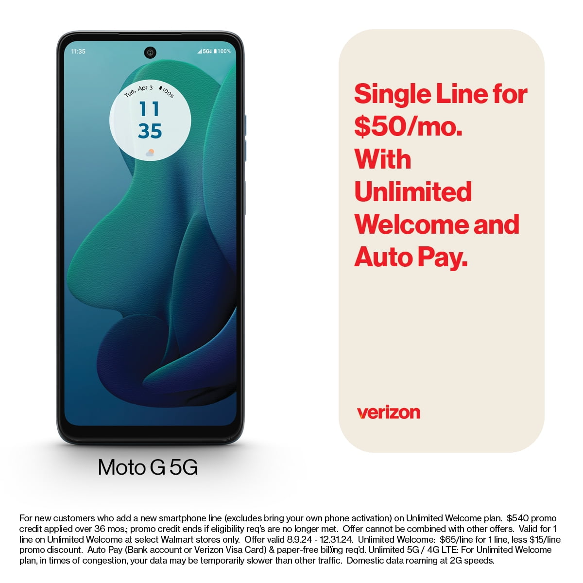 2024 Motorola G 5G, 128 GB, Sage Green, Postpaid Smartphone 2024 Motorola G 5G, 128 GB, Sage Green, Postpaid Smartphone