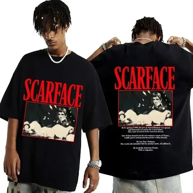 2024 Movie Scarface Tony Montana Graphics Men T shirt Male Hip Hop Fashion Rock Clothing T Shirts Men s Vintage Oversized TShirt Walmart