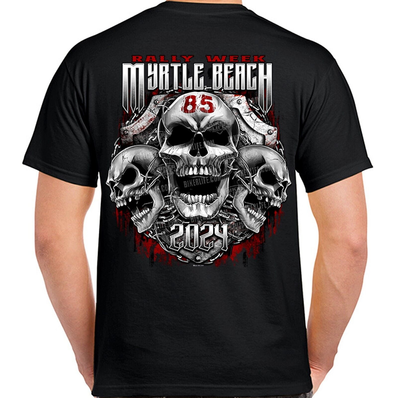 2024 Myrtle Beach Bike Rally Chained Shield T-Shirt - Walmart.com