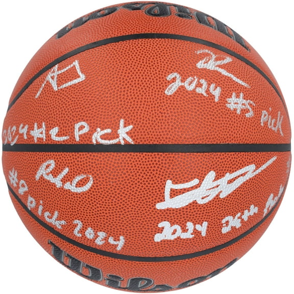 2024 NBA Draft Picks Autographed Wilson Official Game Basketball Featuring Alexandre Sarr, Ron Holland, Rob Dillingham, and Isaiah Collier with Multiple Inscriptions - Limited Edition of 12 - Fanatics