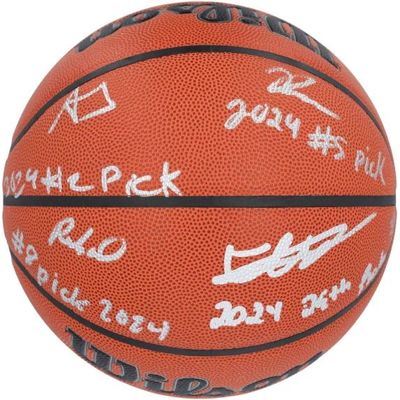 2024 NBA Draft Picks Autographed Wilson Official Game Basketball Featuring Alexandre Sarr, Ron Holland, Rob Dillingham, and Isaiah Collier with Multiple Inscriptions - Limited Edition of 12 - Fanatics