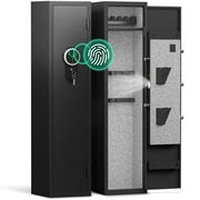 [2024 NEW] 2-3 Gun Safe, Biometric Fingerprint Gun Safe, Large Long Gun Safe for Shotguns, Quick Access Gun Cabinet with LED Light Removable Shelf and Gun Racks