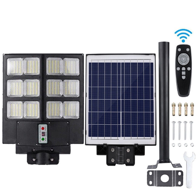 2024 NEW 2000W Commercial LED Solar Street Flood Lights Outdoor Lamp +Pole