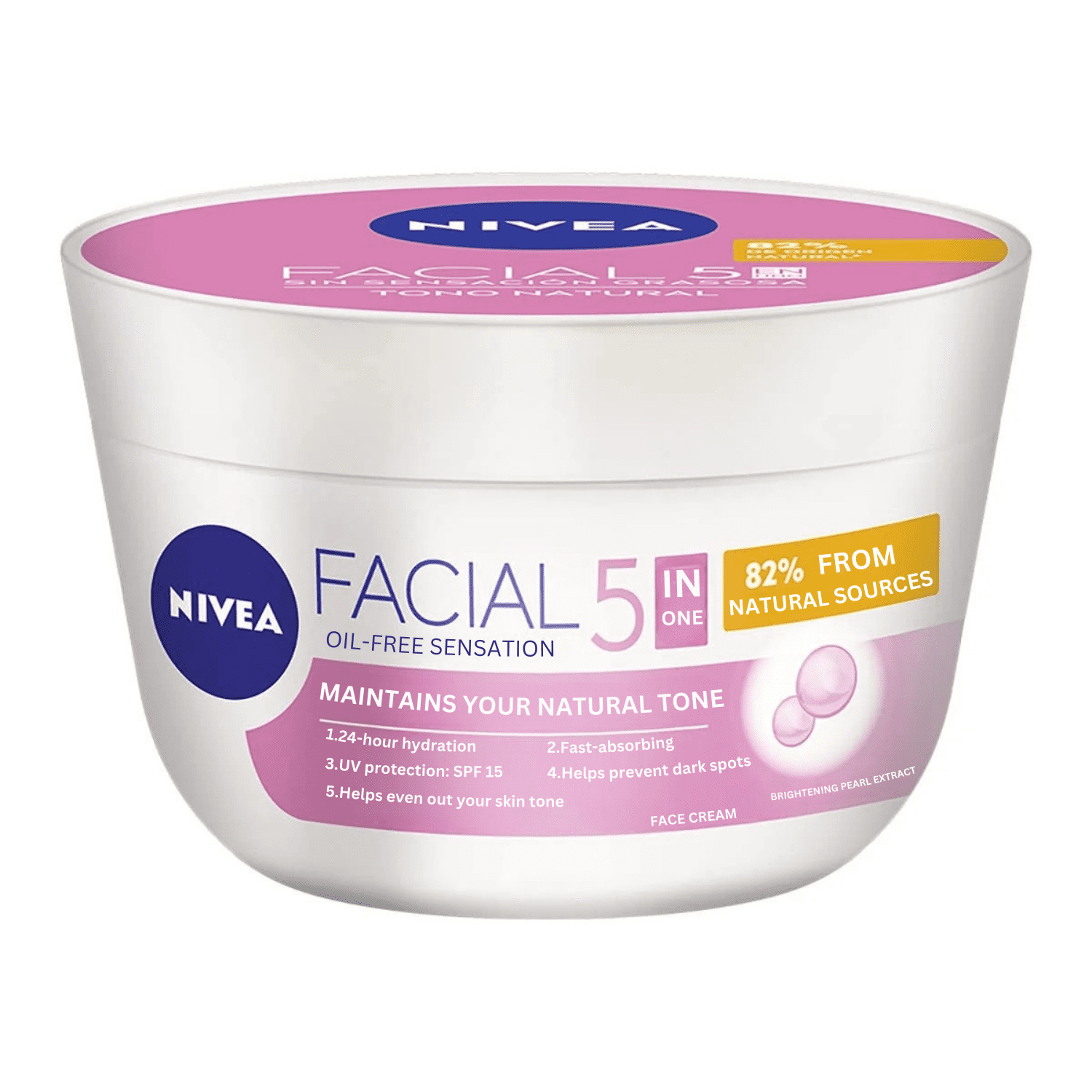 2024-NEW-5 In 1 Natural Lightening Moisturizing Facial Cream / Nivea Crema  Facial Hidratante 5 En 1 Aclarado Natural ( Pink Cap ) - Walmart.com, image size:1500x1500
