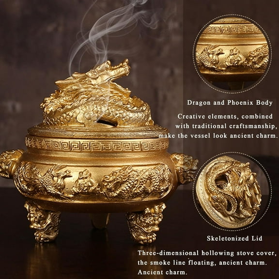 2025 NEW Feng Shui Dragon Incense Holder Incense Burner with Lid for Aromatherapy Ornament Home Office Decoration for Indoor Outdoor