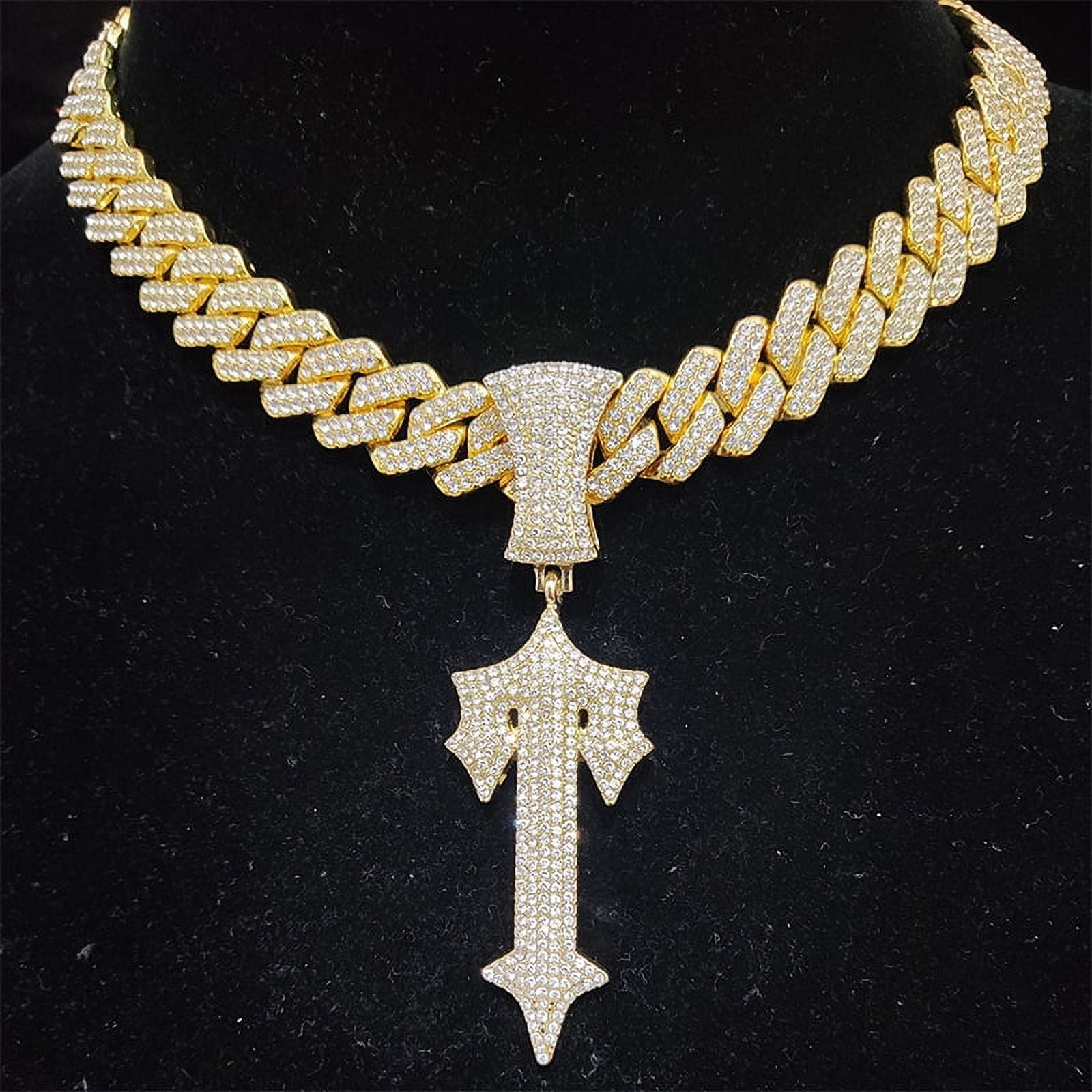 2024 NEW Men Women Hip Hop Letter Iced Out Cross Sword Necklaces