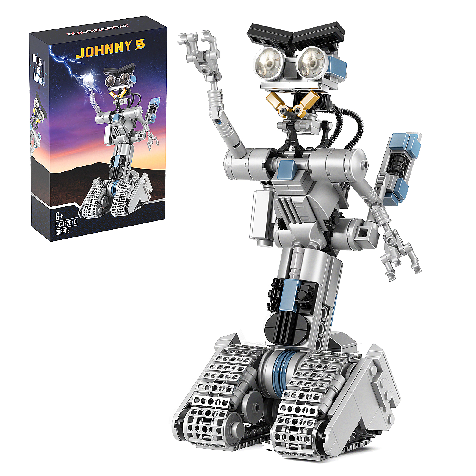 2024 NEW Shorted Circuit Johnny 5 Mech Building Block Set Military  Emotional Robot Model Toys for Children Gifts Educational Gift