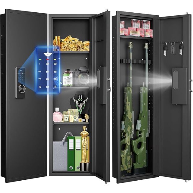 【2024 NEW】Wall Gun Safe, Digital Wall Safe Between the Studs with Dual