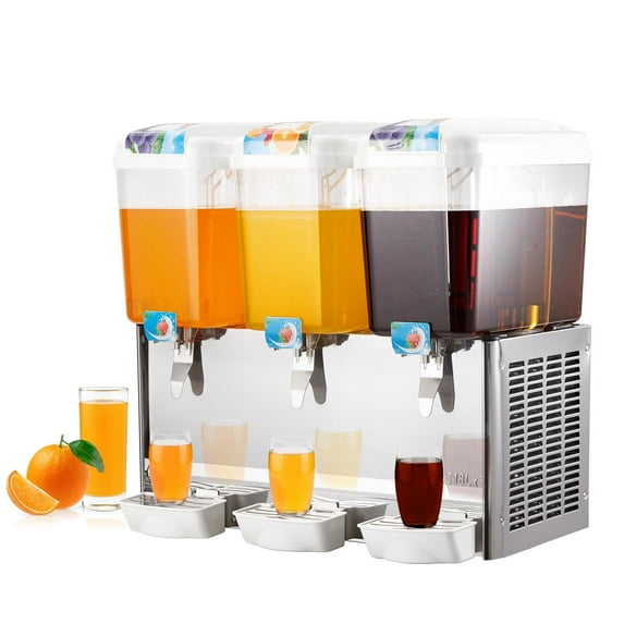 2025 New 14.25-Gallon Beverage Dispenser, 3 Tanks 54L Commercial Dispenser,18 Liter Per Tank, 380W Stainless Steel Food Grade Ice Tea Drink Dispenser with Thermostat Controller