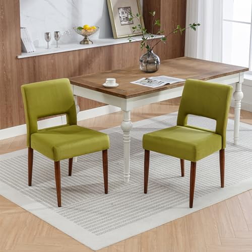 2024 New 2 PCS Upholstered Dining Chairs Set Fruit Green Velvet Kitchen Accent Chair Set with Solid Woood Slipper Chairs Comfy Single Corner Chair for Dining Room Living Room Vanity Patio Walmart