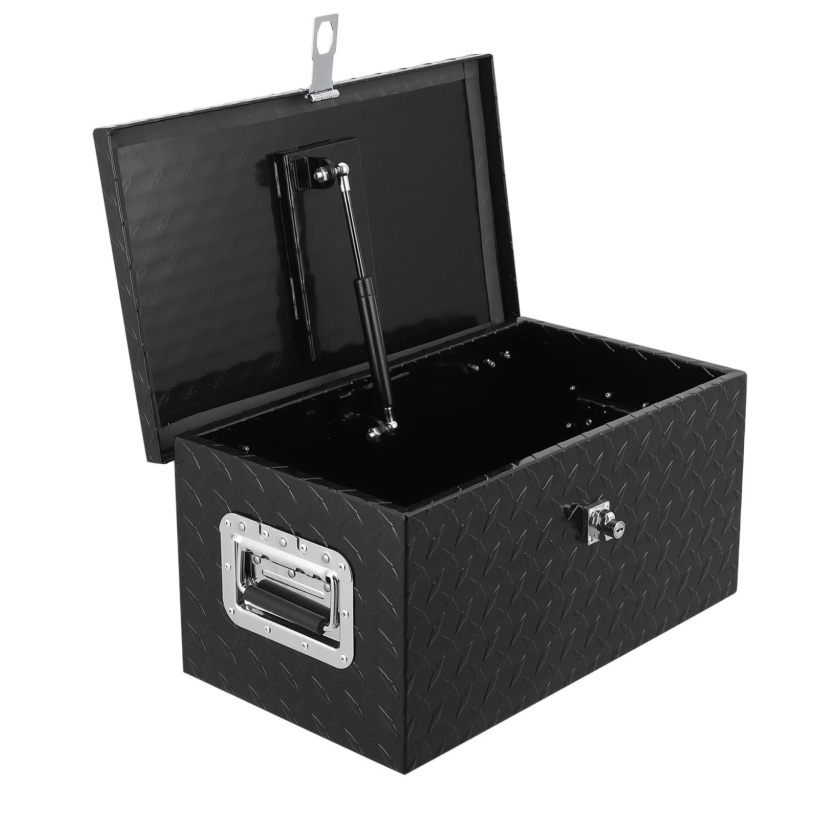 2024 New 20 Inch Aluminum Diamond Plate Tool Box With Lock and Keys, Heavy Duty Waterproof Truck Storage Organizer Chest for Pick Up Truck Bed, Rv Trailer/Van With Side Handle