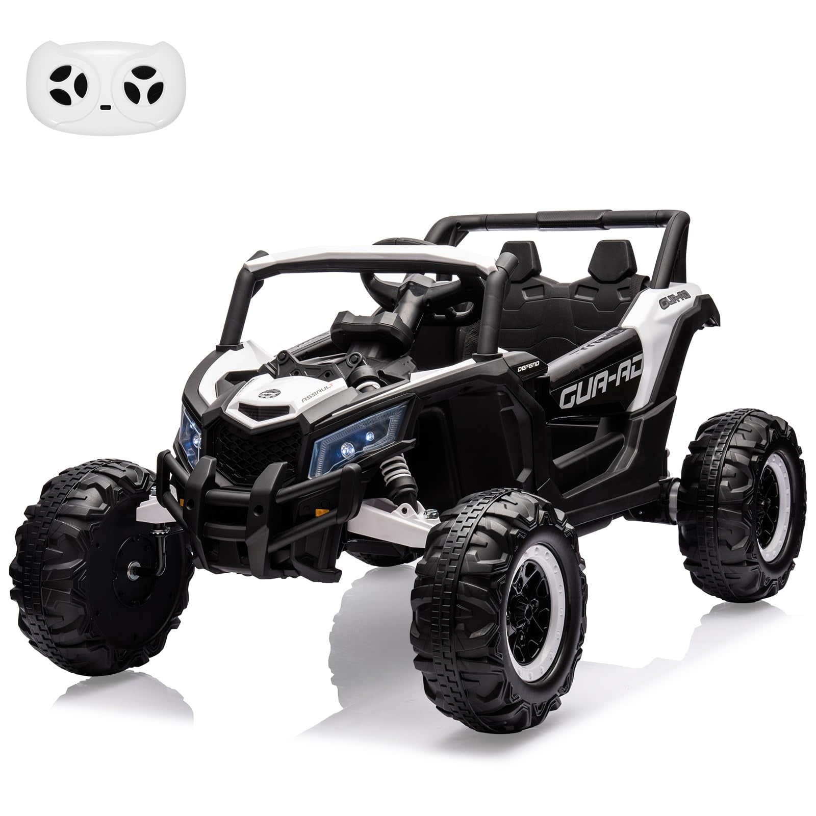 Towallmark Ride on UTV Car, 24V Battery Powerd Electric Off-Road UTV Car w/Remote Control, 200W Motor, Spring Suspension, Music, LED Lights, Ride on Car for Boys Girls,White