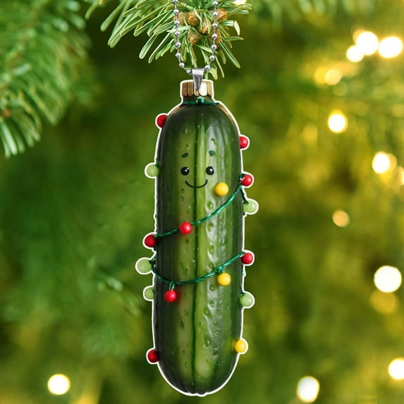 2024 New 2D Christmas Decorations Funny Pickle Ornaments for Christmas Tree Cute Mini Cucumber Christmas Pendant Christmas Holiday Party Decorations Joyful Holiday Collection Pickles Ornaments