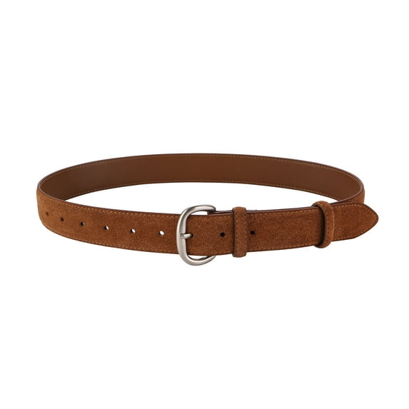 2024 New 3.3cm Wide Suede Cowhide Belt for Women, Vintage Style with Gold/Sliver Buckle, Skinny Waistband for Dresses & Jeans (burnt orange H,100cm)