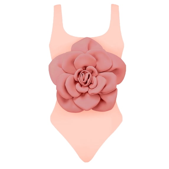 2024 New 3D Flower One Piece Swimsuit Luxury Women Swimwear Monokini Bodysuit Swim Suit Bathing Suit Belt Beach Wear Summer Suit (LD23413P2,S)