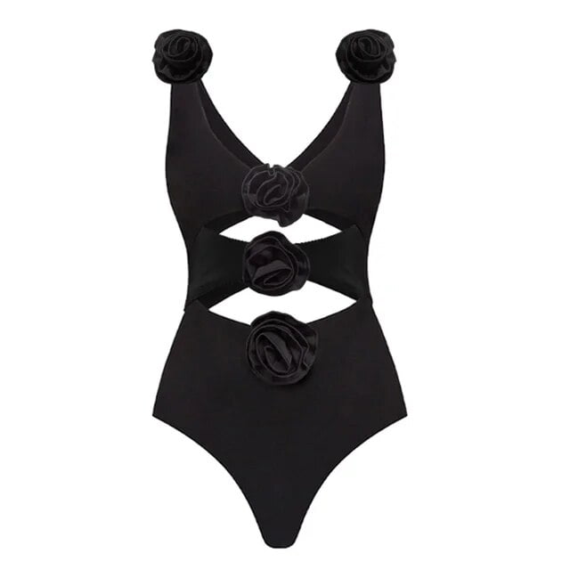 2024 New 3D Flower One Piece Swimsuit Sexy Swimwear Women High Leg