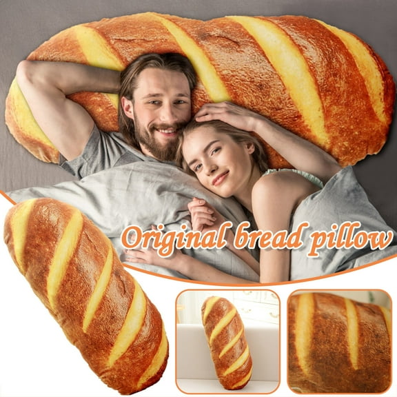 2024 New 3D Simulation Bread Plush Pillow, Giant Plush, Funny Pillows, Soft Butter Toast Bread Food Pillow Lumbar Back Cushion Stuffed Toy for Home Decor