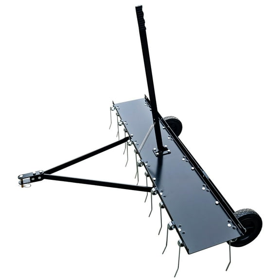 2024 New 48 inch Lawn Dethatcher,Pull Behind Dethatcher for Lawn Care,Pull UP Thatch,Moss,Leaves,Steel Tow Behind Dethatcher with 24 Tines for Lawn Tractor,Farms Yard Tools