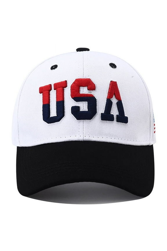 2024 New America Flag Embroidery Baseball Cap for Men Women Cotton Snapback Hat Unisex Hip Hop USA Caps for Man Patriotic Adjustable Cotton Dad Hat USA Embroidered American Flag Cap for Men Women