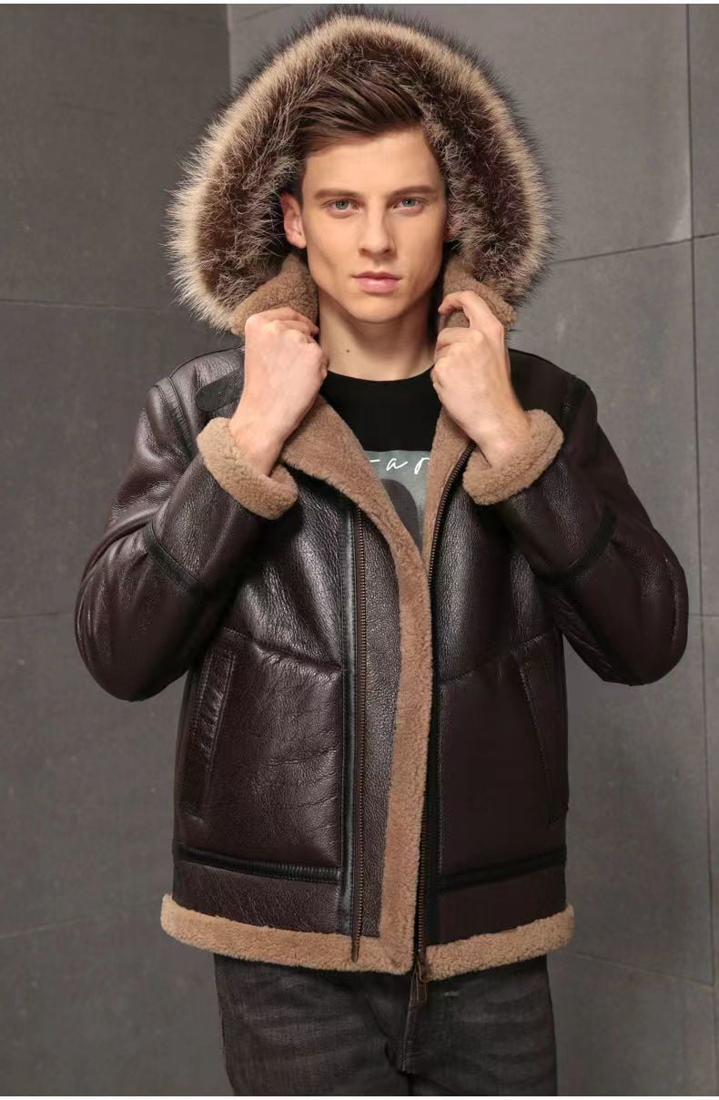2024 New Arrival Men's Winter Coat Genuine Natural Sheepskin Leather ...