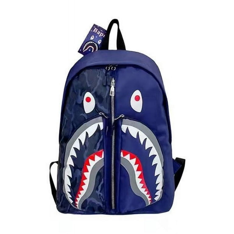 2024 New BAPE Shark Graffiti Backpack Stylish Unisex Student Shoulder Bag Walmart