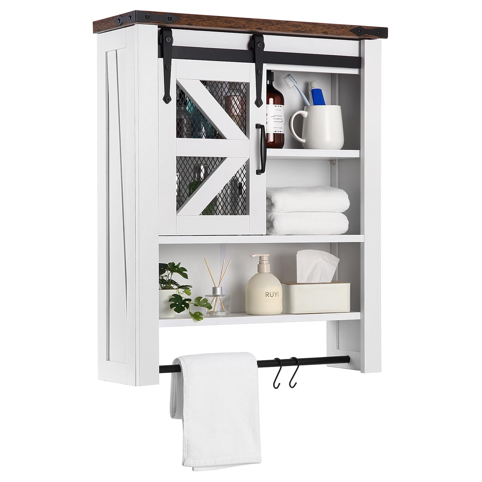2024 New Bathroom Cabinet Wall Mounted with Towel Bar, Over Toilet ...